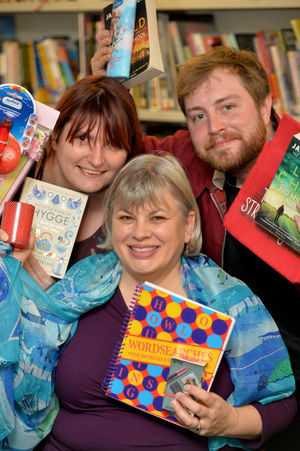 Library manager Kirsty Finchett, organiser Susanne Finlay-Bearblock and Cllr Tom King at Newport Library