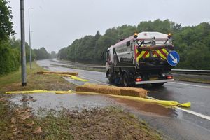 Buffers have been used to direct the water away from the road.