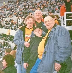 Loyal – Wolves fan Alex with his grandparents at St James’ Park, Newcastle, in 2004