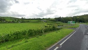 The site on the outskirts of Newtown where plans for a petrol filling station and restaurant have been approved. From Google Streetview