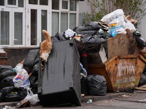 Piles of rubbish on Monday during a bin workers' strike in Birmingham