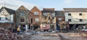 Derelict buildings in High Street, Bilston, being demolished as part of Urban village project