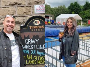 Supporting image for story: Rambo and ‘massive dog’ taking the plunge at World Gravy Wrestling Championships