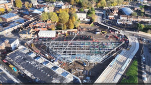 An aerial view showing the Dudley Interchange building taking shape