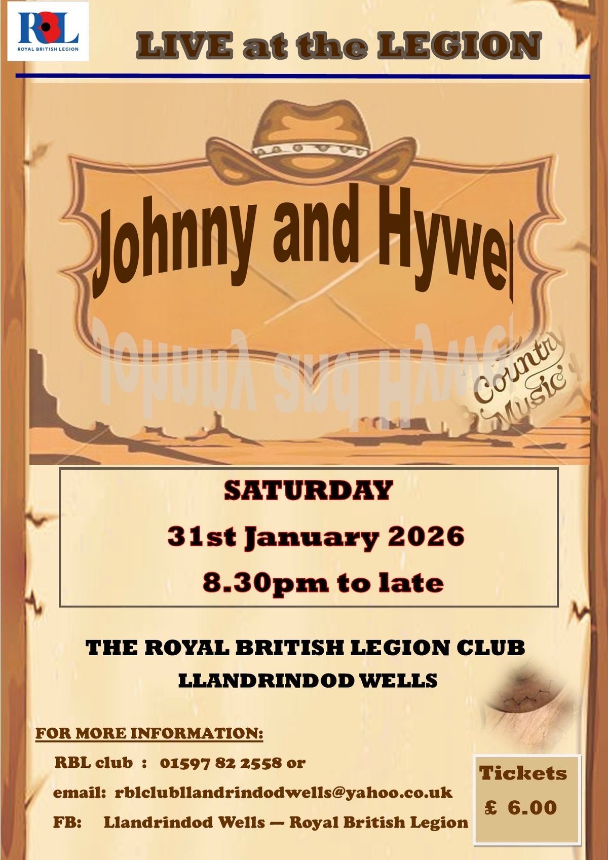 Entertainment Country music and a popular duo are to return to a Llandrindod Wells venue