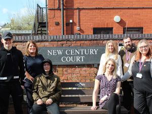 Supporting image for story: Paint-can bench given to Oswestry group