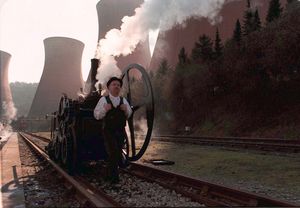 PICTURE FROM THE ARCHIVE: A replica of Richard Trevithick's 1802 steam engine, the world's first steam railway locomotive runs on a track near the Ironbridge power station. The full scale loco was built at GKN Sankey in Telford by a team of nine apprentices to Trvithick's original designs with some minor changes to meet current safety requirements. 