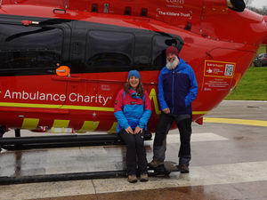 Visit to Midlands Air Ambulance Charity airbase to raise awareness of the life-saving service.