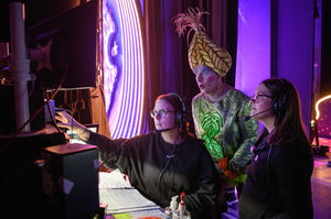 Andrew Ryan and crew backstage. Photo: Simon Hadley