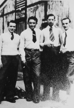 Thousands of German prisoners were held in Shropshire camps for years after the war ended. This photo from historian Phil Fairclough shows "Walter and friends" – "Walter" surrendered in April 1945 and was held at various camps including Hawkstone Park, Shelton, and Atcham. The shirts they are wearing were made from parachutes.