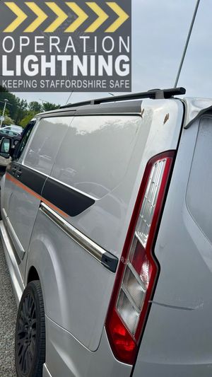 The driver of the van was arrested after being found to be wanted by police. Photo: Staffordshire Police Road Crime Team