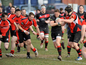 Wolverhampton RUFC v Ludlow. W'ton in black. Pictured, Alex Jeavons.