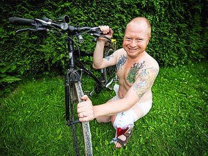 Supporting image for story: Shropshire's Rob wears nappy for fundraising naked bike ride