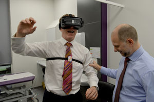 Chris Bryant takes part in concussion test with Dr Michael Grey
