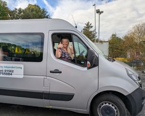 Cllr Tracey Onslow takes the wheel of a WFCT minibus