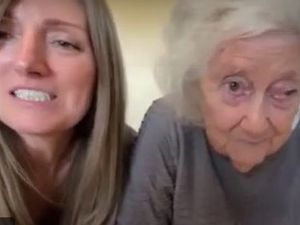 Supporting image for story: Sybil getting jab after 12 weeks in hospital with Covid - and with 100th birthday on Monday