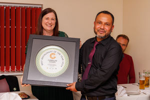 Julia Buckley MP with Foyzul Hassan of Lea Cross Tandoori in Shrewsbury. 