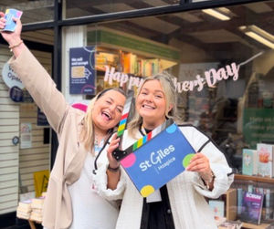 Catherine Mellor and Olivia Silk from the St Giles Hospice Marketing and Communications Team celebrating their nomination