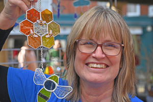 Helen White from Helen's glass at the new artisan market.