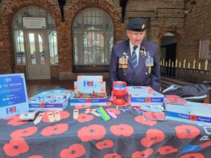 Supporting image for story: Military veteran and care home residents manned poppy stall in Much Wenlock

