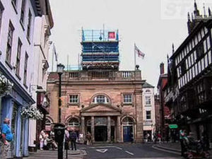 Supporting image for story: Ludlow Buttercross clock renovations begin