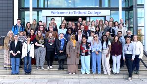 The first cohort of nursing associate apprentices at Telford College's Wellington campus.
