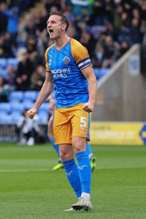 Will Boyle of Shrewsbury Town celebrates after scoring a goal to make it 2-0