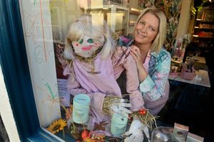 LAST COPYRIGHT NATIONAL WORLD STEVE LEATH 25/09/25Shifnal Scarecrow festival.   One by The Flower Girl business.   The Grove salon and on one with a self portrait scarecrow is: Rebecca Stone.