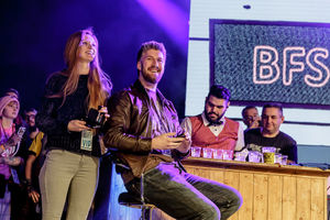 Bowling For Soup fans on stage at the O2 Academy in Birmingham. Pic: Chris Bowley