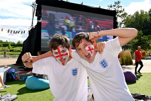Twins Charlie and George Thompson, aged 12