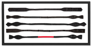 Five signed bow ties from Daniel Craig's time as James Bond. Photo: Christie's