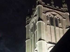Supporting image for story: Church tower lit up in memory of Howard