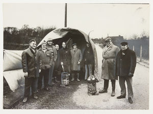 Pickets keep warm around braziers at the entrance to West Cannock No. 5 Pit, Hednesford, during the miners' strike, February 11, 1974.