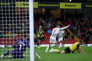 Super Jed! Wallace gets Albion in front (Photo by Adam Fradgley/West Bromwich Albion FC via Getty Images).