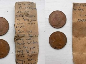 Supporting image for story: Salford couple find the cutest note trapped in their wall after 50 years