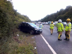 Supporting image for story: Woman's car rolls over twice in Shrewsbury A5 lorry crash