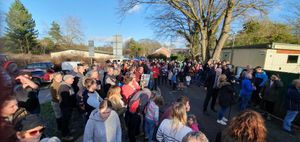 Farmers gathered in Newtown to make their feelings clear over the Welsh Government plans. Picture: Gill Bridgwater, from the No Farmers, No Food, No Future campaign