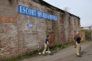 Fire crews worked to keep the area secure
