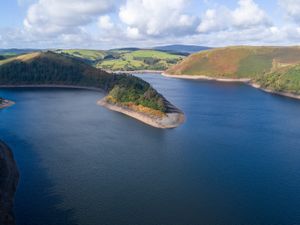 Supporting image for story: Stunning drone pictures show water level in major Mid Wales reservoir that helps supply West Midlands