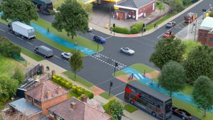 Indicative artistic impressions of the proposed design for the new Birmingham A38 cycle route. Taken from public consultation.