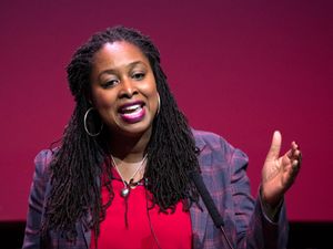 Dawn Butler gesturing as she speaks