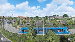An artist’s vision of the Wednesbury to Brierley Hill Metro extension
