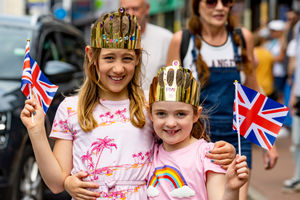Bridgnorth Carnival 2022 and Queenâs Jubilee celebrations..Pictured L/R Beatrice Durham aged 9 and Elsie Good aged 7.
