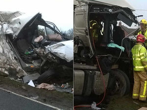 Supporting image for story: Drivers 'lucky to walk away' as lorry and van crash on Shropshire road