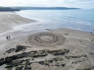Supporting image for story: 'Extraterrestrial' markings appear on Welsh beach... but all is not as it seems
