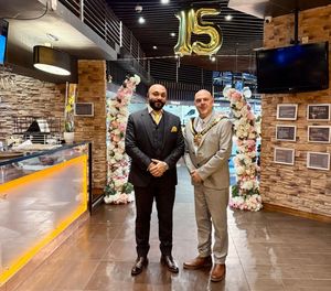 COSMO assistant manager Mo Saad, left, with the Mayor of Wolverhampton Cllr Craig Collingswood