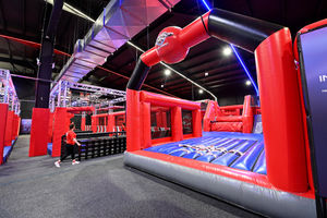 There is a full inflatable course at the park