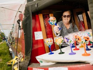 Supporting image for story: Colourful sight as floating market returns to the water in Shropshire