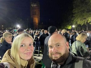 Laura and Tom Deeley in the queue