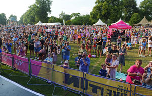 Spectators for the Queen's Baton Relay at The Quarry